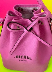 Mini leather pink bucket bag